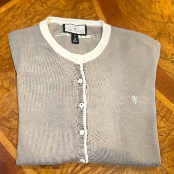 MASERTI woman’s grey Cardigan with white pockets - Picture 6 of 8